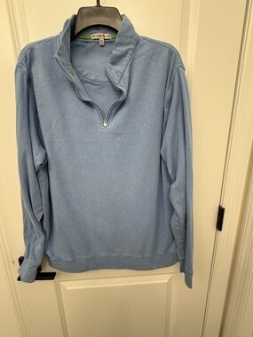 Peter Millar Light Blue Zip-Front Pullover Sweater